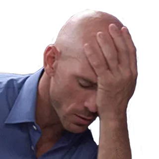 😕 Johnny Sins лысый, разочарованный, фейспалм, мужчина, в стрессе telegram sticker