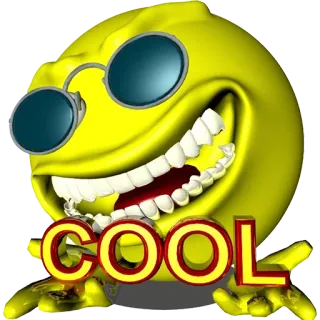 😎 COOL 表情符号, 酷, 太阳镜, 黄色, 笑脸 telegram sticker