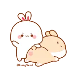 🍑 lindo, conejo, dibujos animados, kawaii, conejito whatsapp sticker