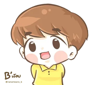 😄 hoạt hình, bé trai, trẻ con, dễ thương, áo vàng, vui vẻ telegram sticker