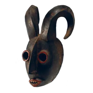 😈 маска, деревянная маска, африканская маска, племенная маска, церемониальная маска, артефакт telegram sticker