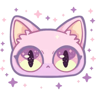 🐱 cat, animal, cute, sticker, kawaii, eyes, pink, stars telegram sticker