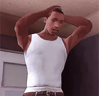 🌟 CJ Grand Theft Auto: San Andreas cj, grand theft auto, san andreas, gta, personaggio, videogioco whatsapp sticker