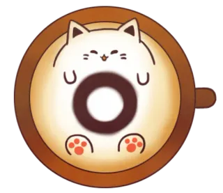 ☕ chat, donut, mignon, kawaii, animal, doux whatsapp sticker