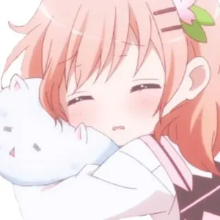 🕸 anime, dziewczyna, słodkie, kot, kawaii, przytulanie, kreskówka telegram sticker