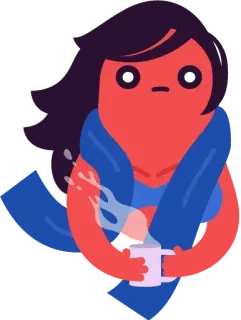 🤪 커피, 겨울, 추위, 쏟은, 머플러 telegram sticker