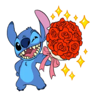 💐 Stitch Lilo & Stitch Stitch, Lilo & Stitch, Fleur, Dessin animé, Alien telegram sticker