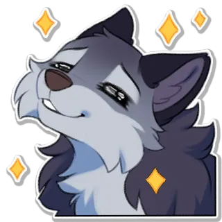 🤩 wolf, animal, cute, sparkles, happy telegram sticker
