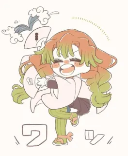 😋 Mitsuri Kanroji Demon Slayer ワン 애니메이션, 만화, 치비, 귀멸의 칼날, 칸로지 미츠리 whatsapp sticker