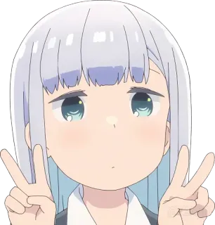 ✌ Anime, Mädchen, Frieden, Süß, Cartoon telegram sticker