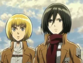 😳 Armin Arlert Attack on Titan Anime, Cartone animato, Personaggio, Militare, Uniforme, L'Attacco dei Giganti, Armin Arlert, Mikasa Ackerman telegram sticker