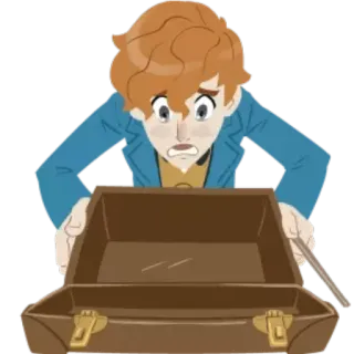 😳 Newt Scamander Fantastic Beasts mágico, magia, mala, Newt Scamander, Animais Fantásticos whatsapp sticker