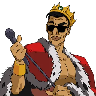 🎤 König, Mikrofon, Krone, Sonnenbrille, Rapper, Royalty, Mann telegram sticker