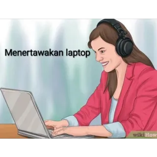 😫 Menertawakan laptop ノートパソコン, 女性, ヘッドホン, オフィス, テクノロジー telegram sticker