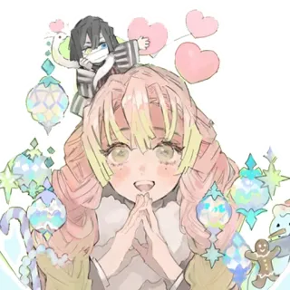 ❤️ Mitsuri Kanroji Demon Slayer Anime, Demon Slayer, Kawaii, Carino, Cuore telegram sticker