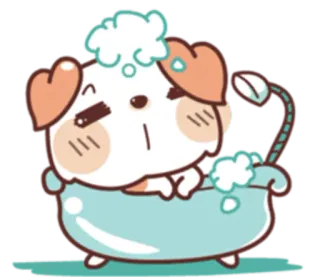🛀 개, 강아지, 목욕, 귀여운, 만화, 거품, 동물 telegram sticker