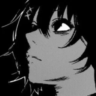 🕷 anime, manga, dark hair, monochrome, character telegram sticker