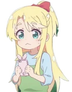 😕 Anime, Dibujos animados, Chica, Pelo rubio, Linda telegram sticker