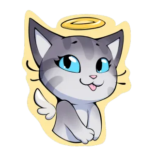 😇 cat, animal, cartoon, cute, angel, halo telegram sticker