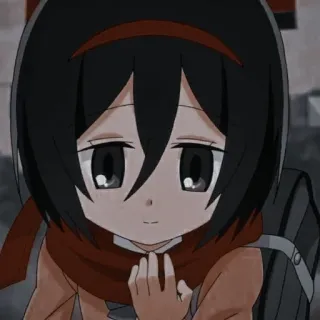 🧣 Mikasa Ackerman Attack on Titan 动漫, 卡通, 女孩, 伤心, 可爱, 漫画 telegram sticker
