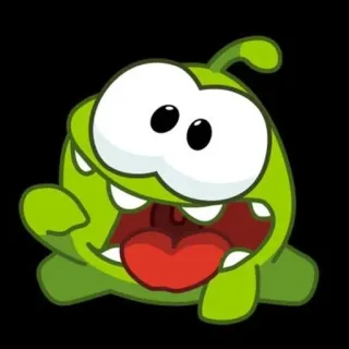 😋 Om Nom Cut the Rope game, monster, green, cartoon, cute telegram sticker