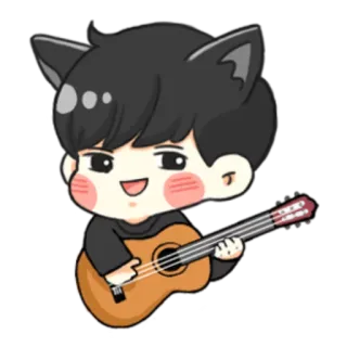 🎸 Мультик, Кошачьи ушки, Гитара, Музыка, Милый, Чиби telegram sticker