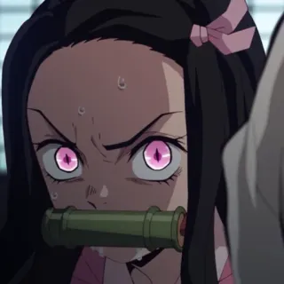 🌸 Nezuko Kamado Demon Slayer nezuko, demon slayer, anime, manga, personaggio, kawaii, carino, arrabbiato whatsapp sticker