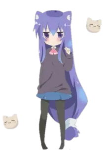 😕 Anime, Orejas de gato, Chica, lindo, Dibujos animados, Chibi whatsapp sticker