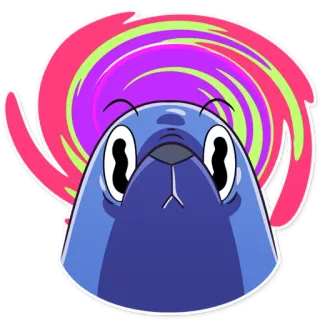 😯 dibujo animado, personaje, cara, cabeza, colorido, foca whatsapp sticker