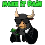 💰 MAKE IT RAIN dinheiro, touro, chover dinheiro, finanças, sucesso, riqueza telegram sticker