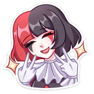 😅 stiker, karakter, kartun, anime, imut, simbol perdamaian telegram sticker