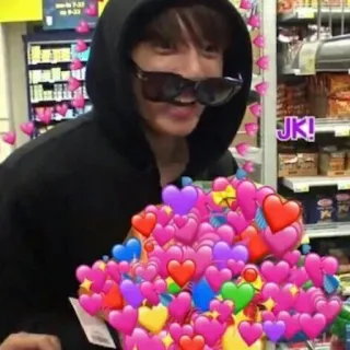 😎 Jk! hearts, sunglasses, hoodie, store, kpop telegram sticker