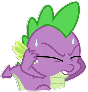 😓 Spike My Little Pony dragon, cartoon, sweat, expression, pony, cute, nervous, embarrassed telegram sticker