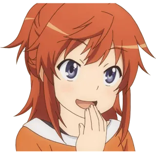 😏 Anime, Ragazza, Cartone animato, Carino, Kawaii, Sorriso, Felice telegram sticker