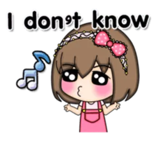 🤷‍♀ I don't know cartoon, girl, cute, question, music telegram sticker