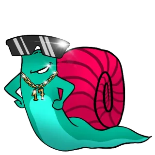 😎 snail, cartoon, sunglasses, gold chain, animal, cool, gangster, funny telegram sticker