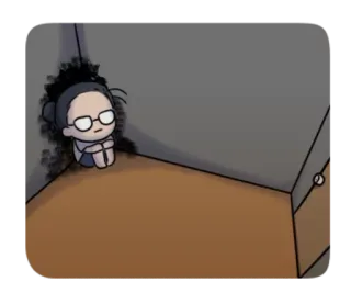 👻 伤心, 孤独, 沮丧, 角落, 卡通, 情绪化, 隔离, 焦虑 telegram sticker