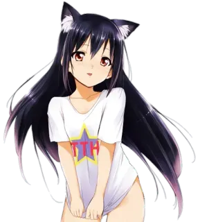 😍 TTH fille anime, oreilles de chat, kawaii, mignon, t-shirt, anime whatsapp sticker