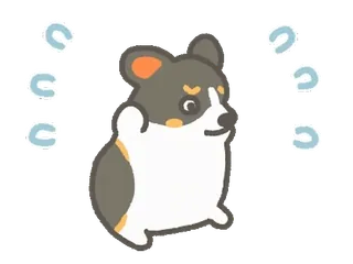 😓 anjing, corgi, hewan, lucu, kartun, stiker telegram sticker