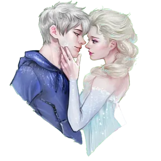 🖤 Elsa Frozen Elsa, Jack Frost, La Reine des Neiges, Disney, Crossover, Fanart, Romance telegram sticker