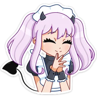 😃 Anime, Diable, Serveuse, Mignon, Kawaii, Sticker telegram sticker