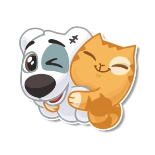 👬 animales, gato, perro, dibujos animados, lindo telegram sticker