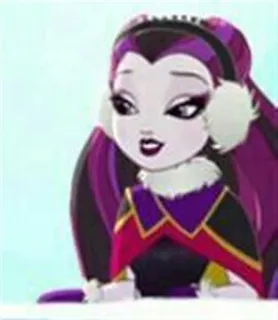 😊 Raven Queen Ever After High Мультфильм, Кукла, Женщина, Зима, Снег telegram sticker