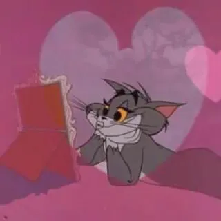 😘 Tom Cat gatto, cartoni animati, amore, cuori, rosa, carino, animato whatsapp sticker