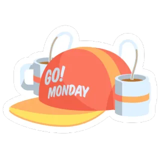 ☕ GO! MONDAY понедельник, шляпа, кофе, мотивация, работа, утро telegram sticker