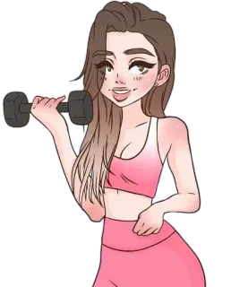 💪 fitness, esercizio, sollevamento pesi, allenamento, palestra, ragazza, manubrio telegram sticker