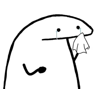 🥲 Cartoon, Weinend, Traurig, Tränen, Minimalistisch, Emotional, Weiß, Schwarz telegram sticker