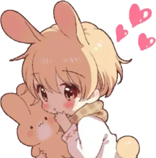 💕 coniglio, carino, anime, cuori, kawaii telegram sticker