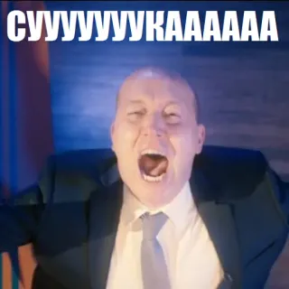 😖 СУУУУУУКААААА beledigend, russisch, schelden, agressie, schreeuw, man, pak telegram sticker