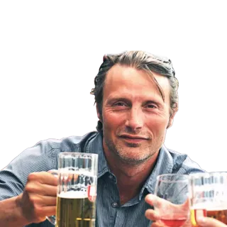 🍺 Mads Mikkelsen actor, Mads Mikkelsen, cerveza, bebida, retrato, celebridad telegram sticker